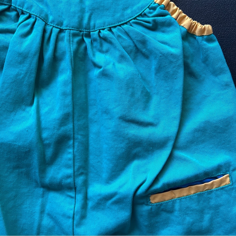 Vintage 1990s Art Viti Color block Green Blue Romper Overalls Unisex Kids Retro - Picture 13 of 15